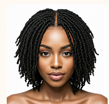 African woman with custom braided hairstyle